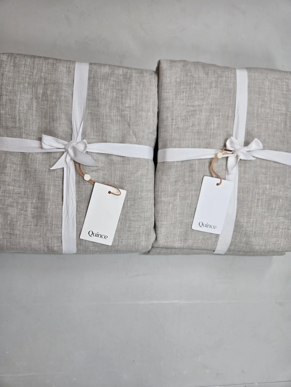 NWT QUINCE Set Of 2 48x84 European Linen True Blackout Curtains Flax 9497